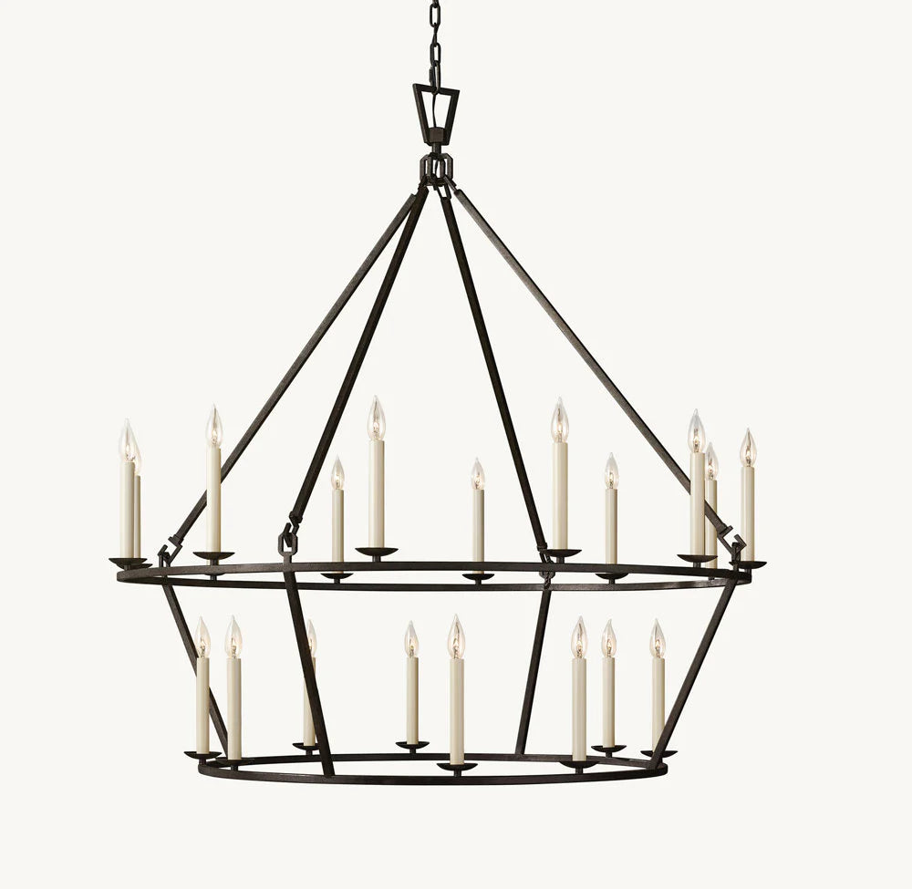 19TH C. ENGLISH OPENWORK TWO-TIER ROUND CHANDELIER 62"