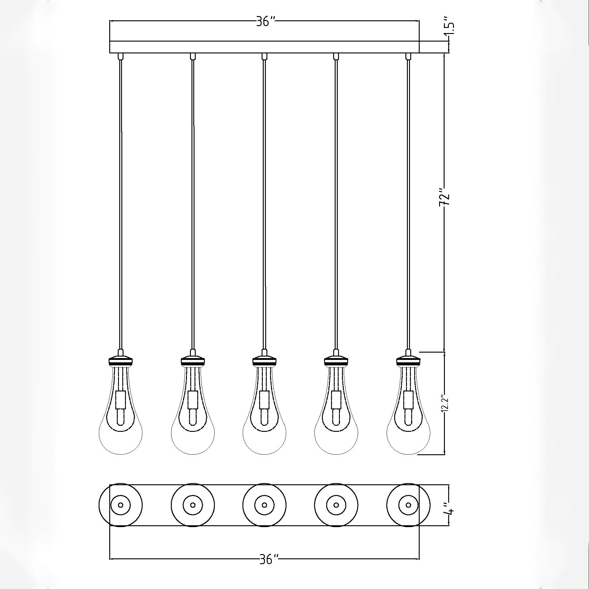 Raindrop Linear Chandelier 5 LIGHTS L 36"
