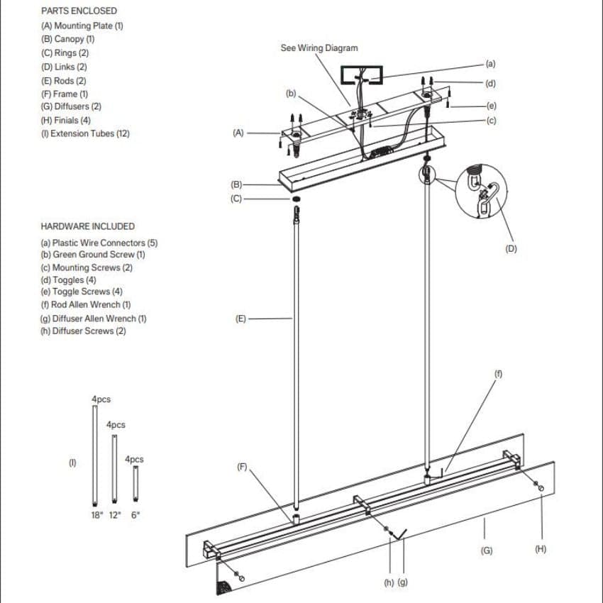 Vouvry Linear Chandelier 72"