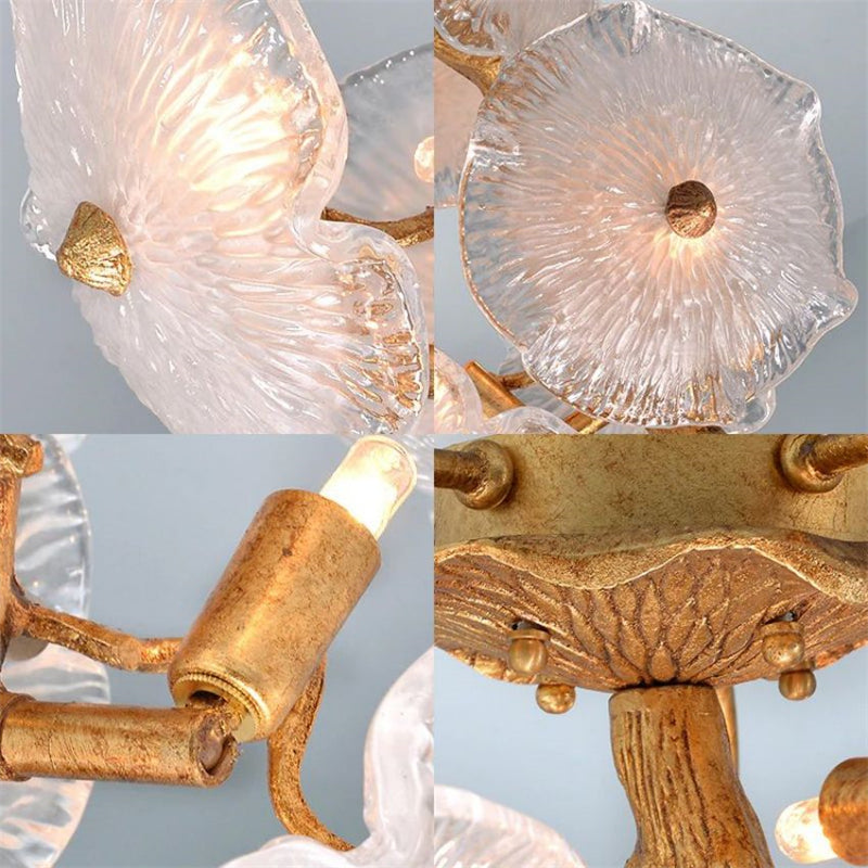 Leaf glass flower Ceiling Chandelier